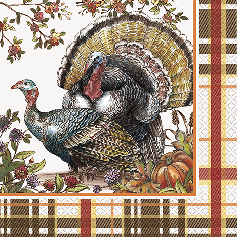 Plaid Turkey Luncheon Napkins 16ct