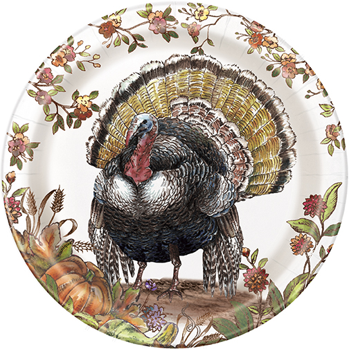Plaid Turkey Round 7 Dessert Plates 8ct