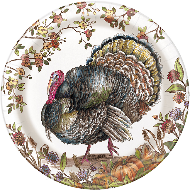 Plaid Turkey Round 9 Dinner Plates 8ct