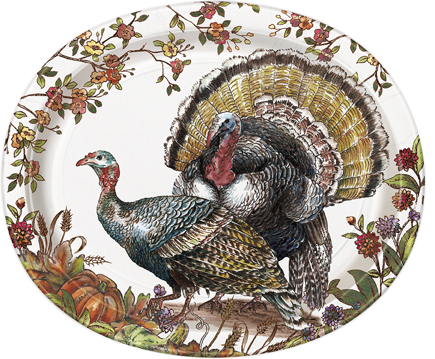 Plaid Turkey Oval Plates 8ct
