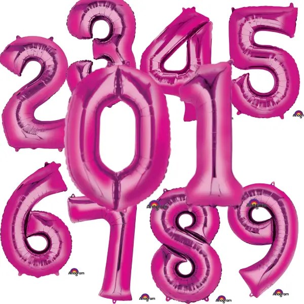 Hot Pink Jumbo Number Mylar Balloons
