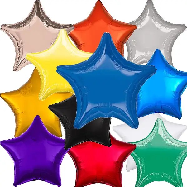 Plain Star Shaped 19" Mylar Balloons In Colors