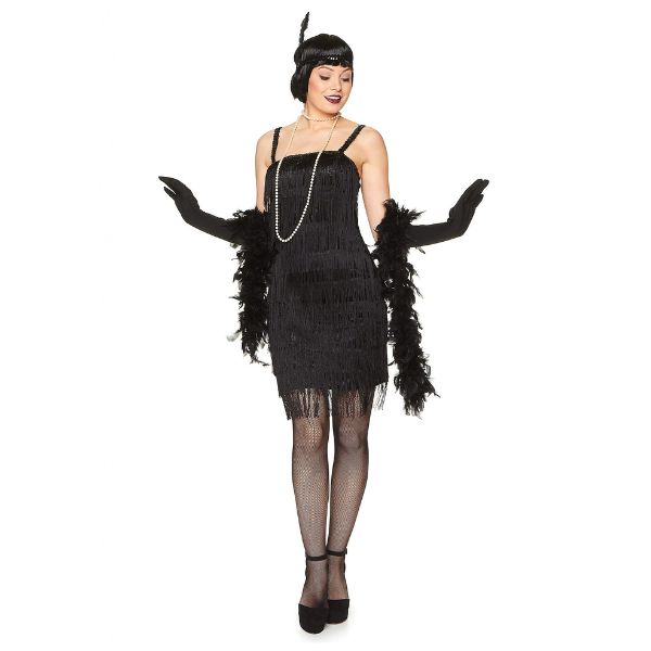 Adult Black Flapper Dress Costume Size: Extra Small (2-4) - {W326}