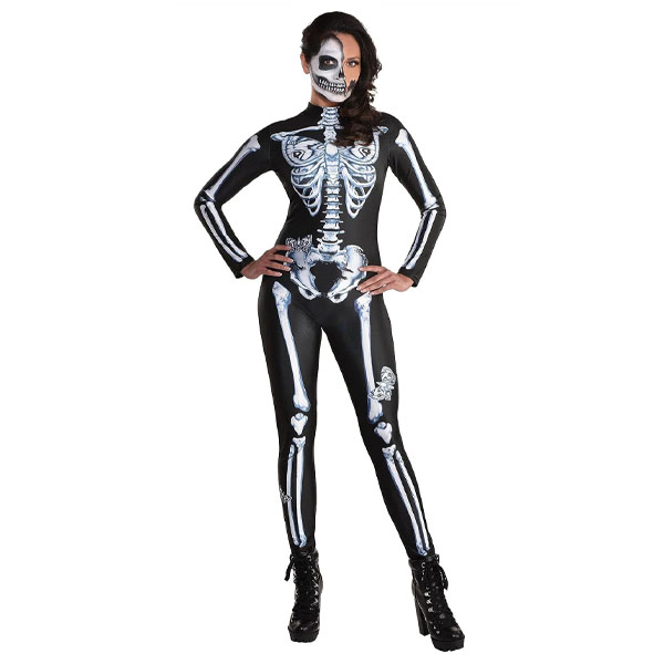 Adult Female Skeleton Catsuit Costume Size: L/XL - {W365}