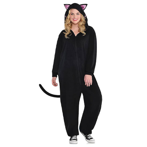 Adult Black Cat Zipster Costume Size: Plus - {W395}