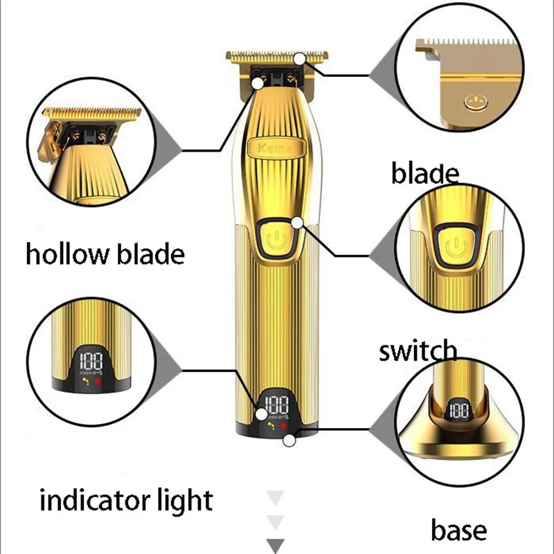 Kemei i32S-Tondeuse à cheveux électrique aste professionnelle pour hommes doré gold - Tondeuse à cheveux - Boutique Algérie