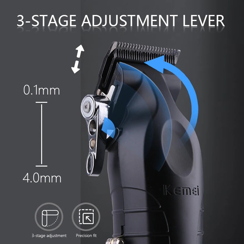 Kemei KM-2296 Tondeuse À Cheveux professionnel pour Hommes réglable noir - Tondeuse à cheveux - Boutique Algérie