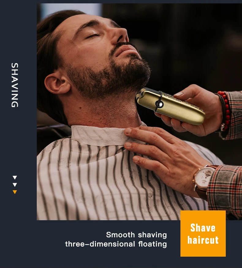 4k -Rasoir électrique LK-2010 tout en métal , avec afficheur numérique, étanche, doré gold LK-2010,Rasoir électrique LK-2010