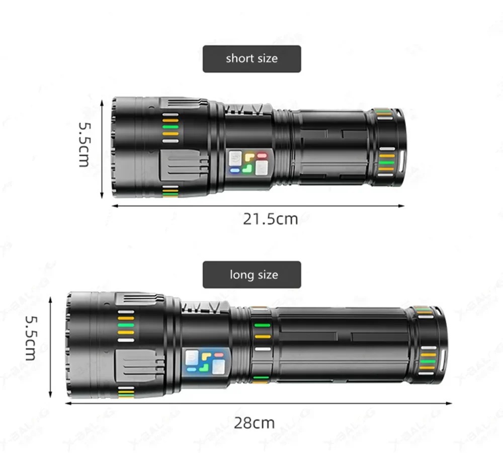 Torche BL-G601 BL-G600LED laser Lampe de poche , 15000lm, 7 modes, batterie externe, affichage extérieur, n'aime, torche d'urgence, lanterne de camping - Lampes et nuances - Boutique Algérie