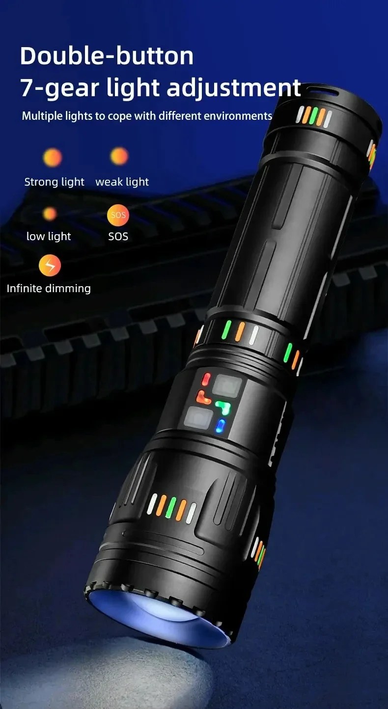 Torche BL-G601 BL-G600LED laser Lampe de poche , 15000lm, 7 modes, batterie externe, affichage extérieur, n'aime, torche d'urgence, lanterne de camping - Lampes et nuances - Boutique Algérie