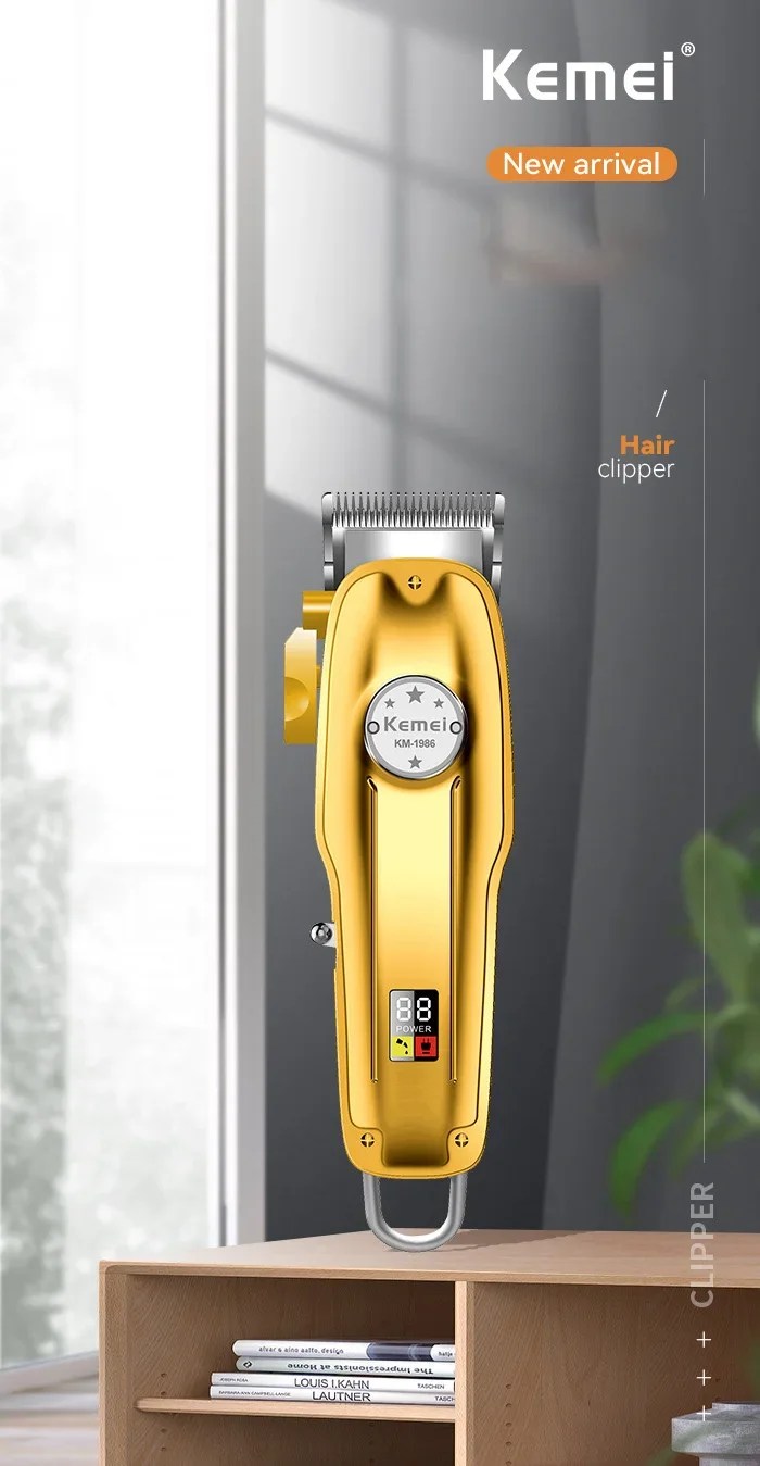 Kemei km-1986 -Tondeuse à cheveux professionnelle pour hommes, rasoir électrique sans fil, avec écran LCD, USB - - Boutique Algérie