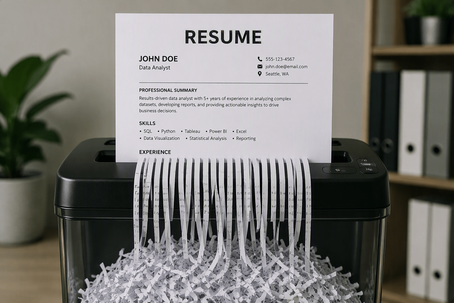 Resume in a document shredder