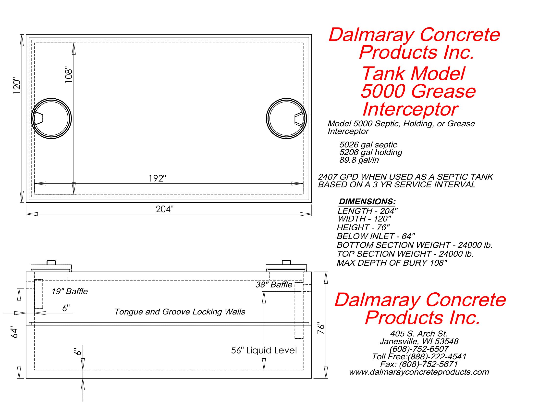 tank model 5000 grease interceptor