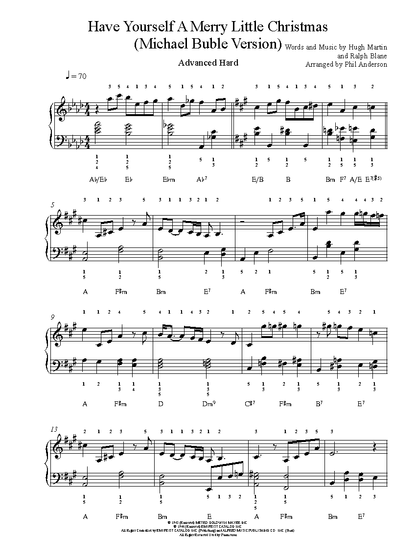 Have yourself a merry little christmas by michael buble piano sheet