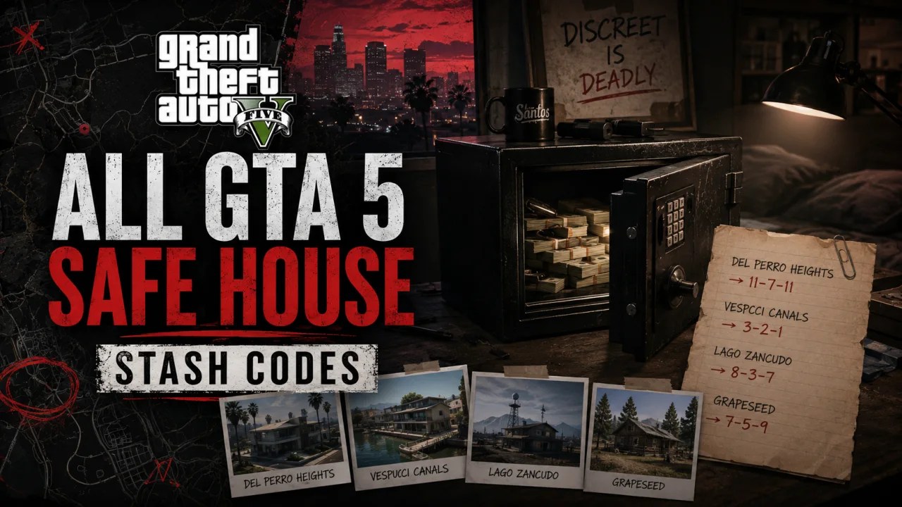 All GTA 5 Safe House Stash Codes DamnModz All GTA 5 Safe House Stash Codes