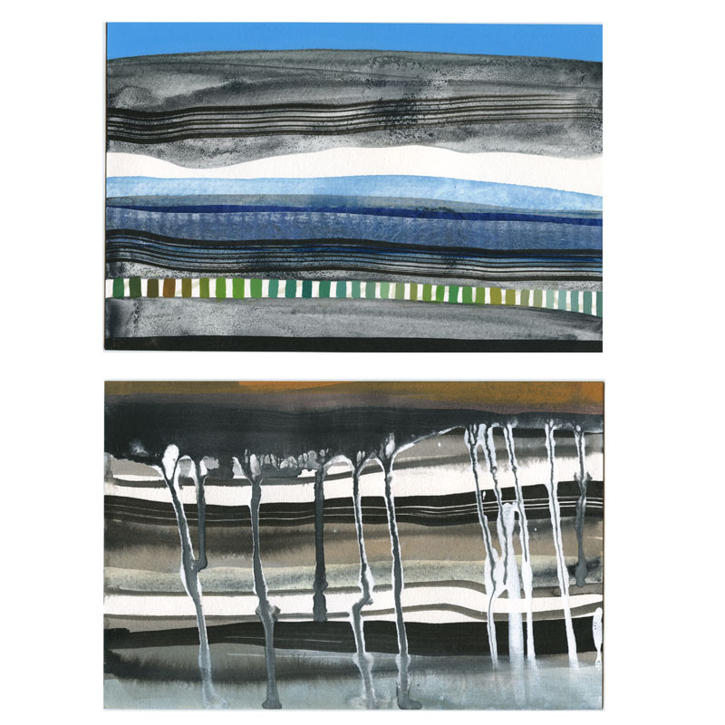 Iceland series, mixed media on paper, 6" x 9", 2017