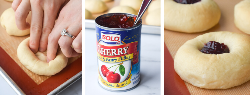 Filling kolaches with fruit filling