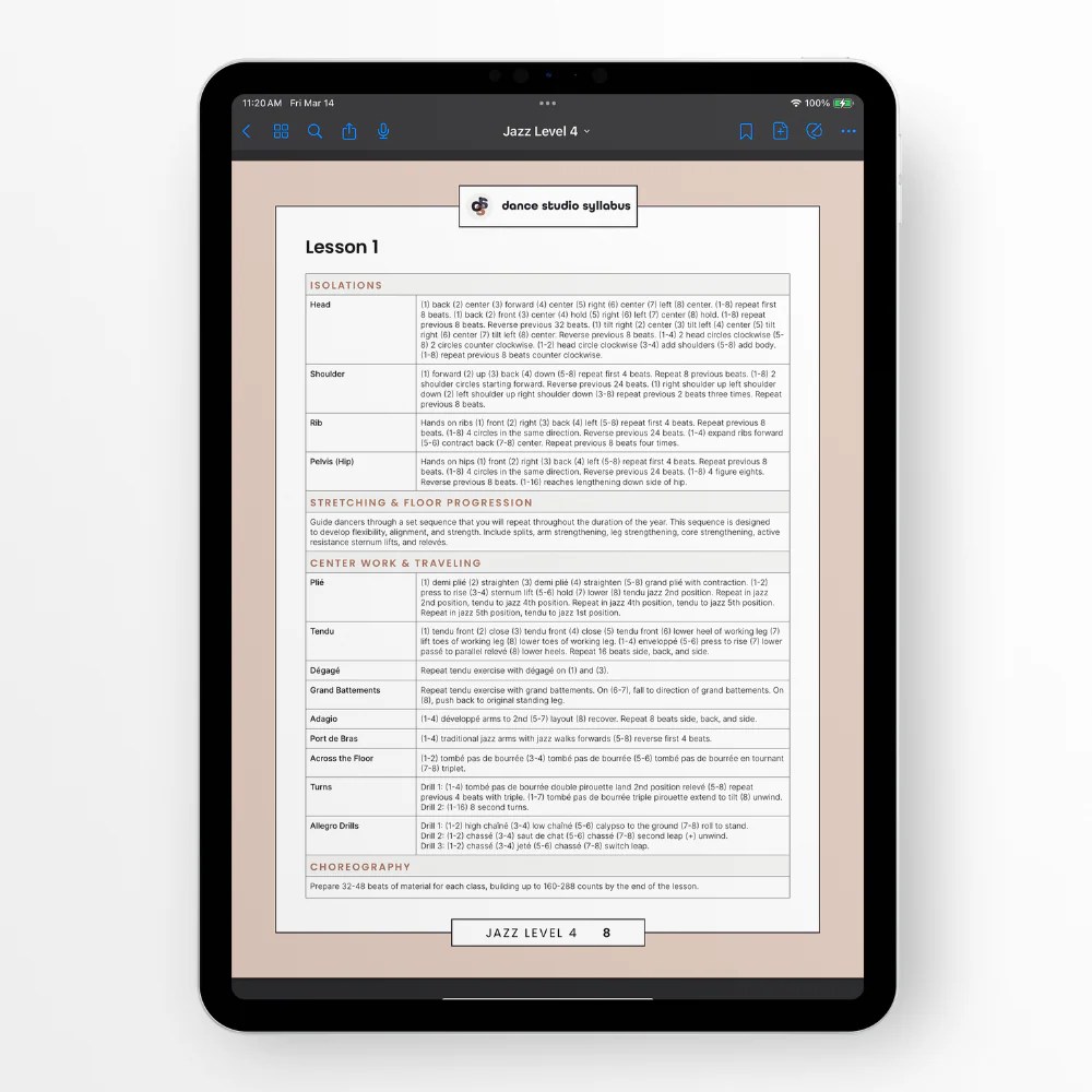 Dance Studio Syllabus Ballet Jazz Dance Curriculum