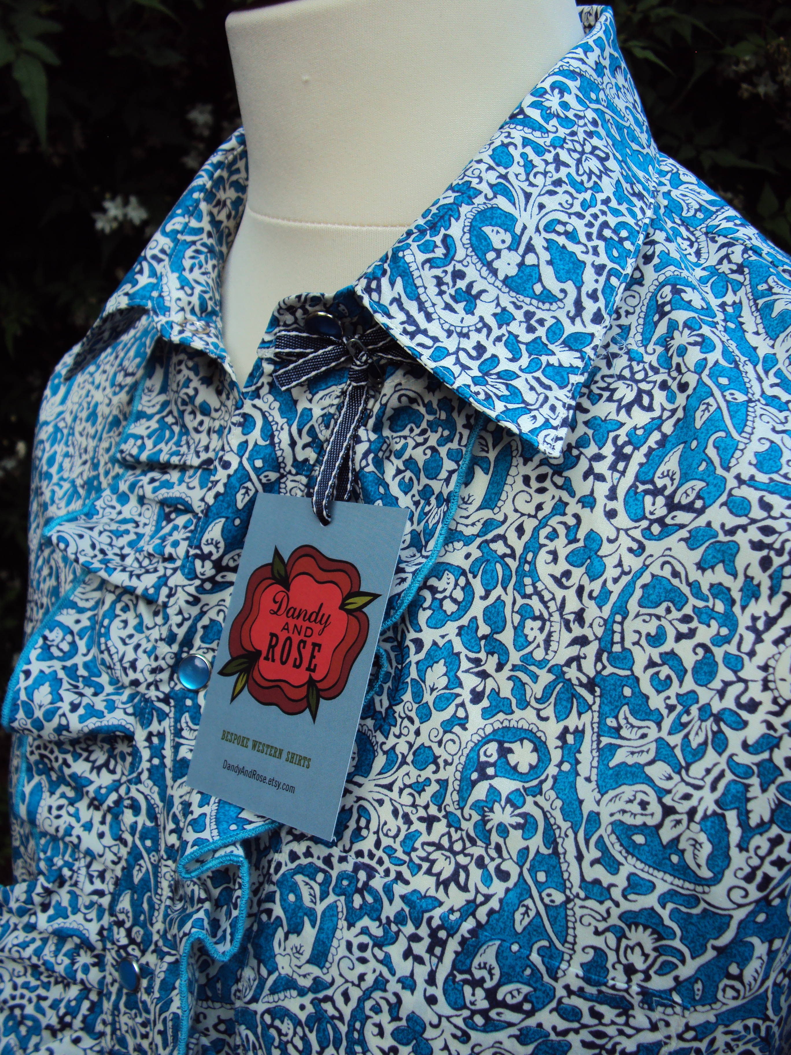 Don Smith's ruffle shirt in Liberty 'Lagos Laurel'