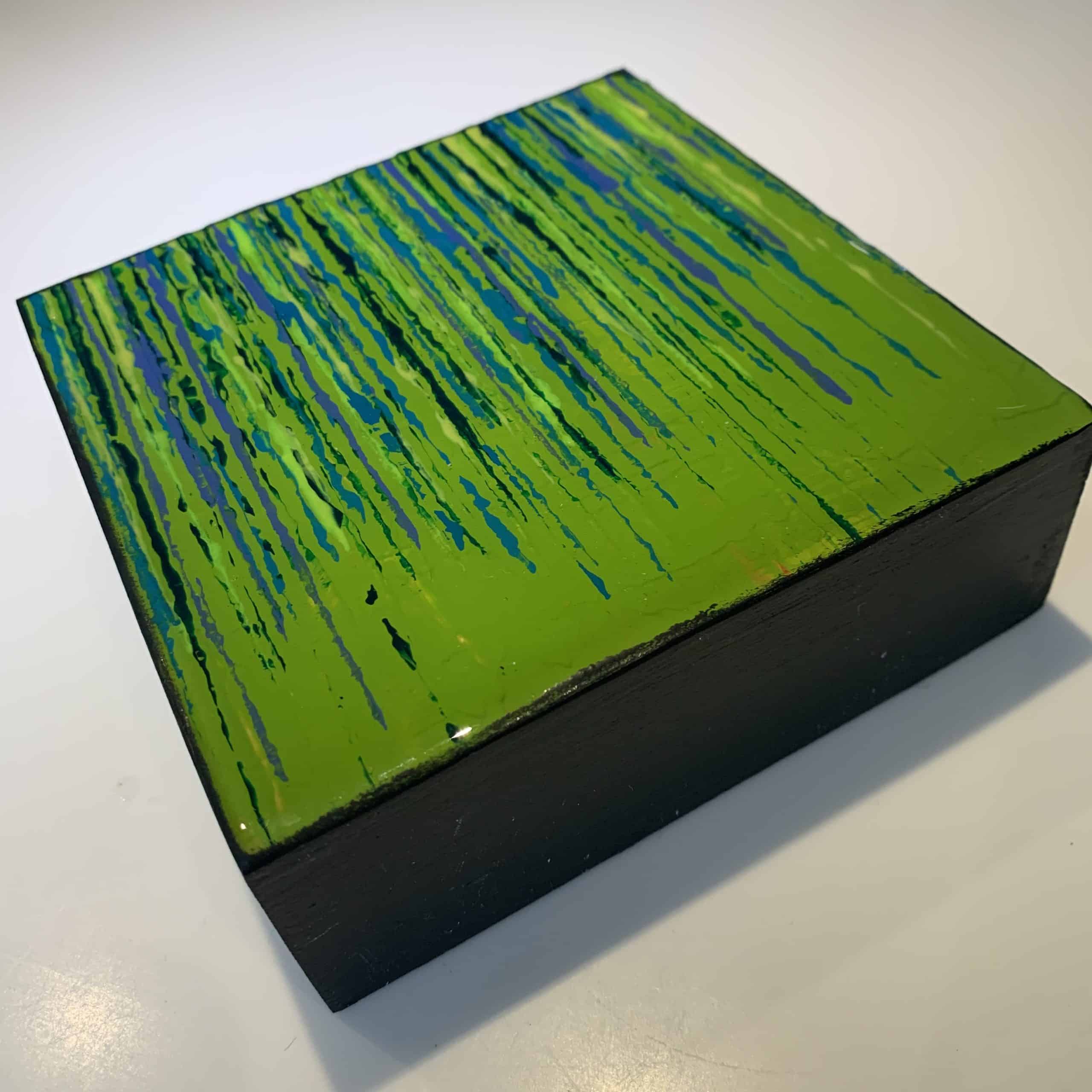 5" x 5" Acrylic Paint on Wood Block with a Resin Finish $30