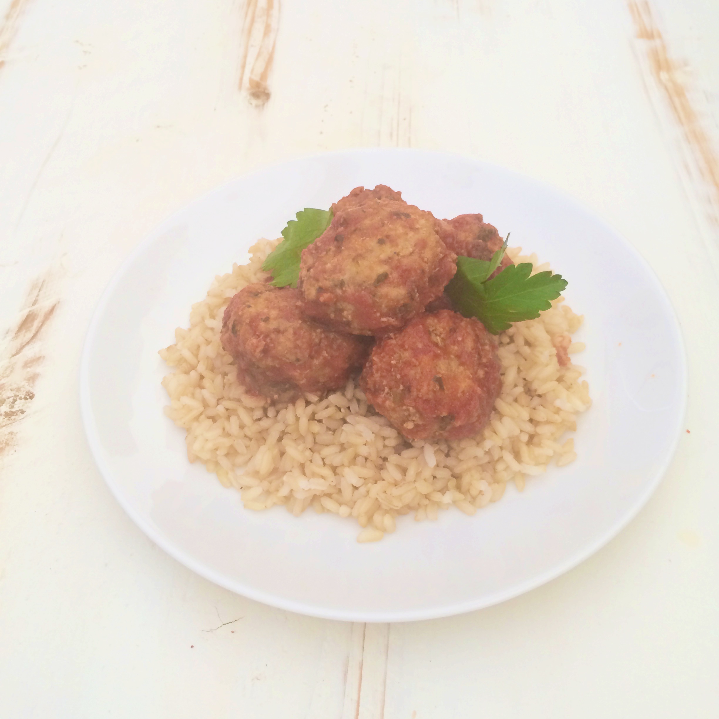 Meatballs in a Tomato Sauce with Brown Rice Recipe