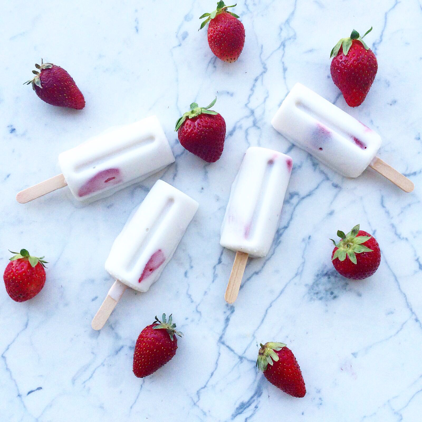 Coconut Strawberry Popsicles