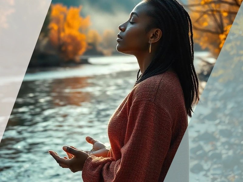 Mujer haciendo autohipnosis en la montaña gracias a los cursos de la hipnoterapeuta Daniela Constantin