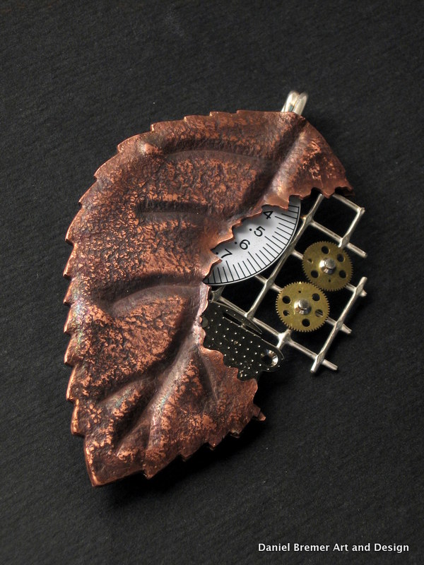 Organum Techne brooch; copper, sterling silver, found objects; was part of the 2007 Juxtaposition exhibition at the Zilberschmuck jewellery gallery in Toronto