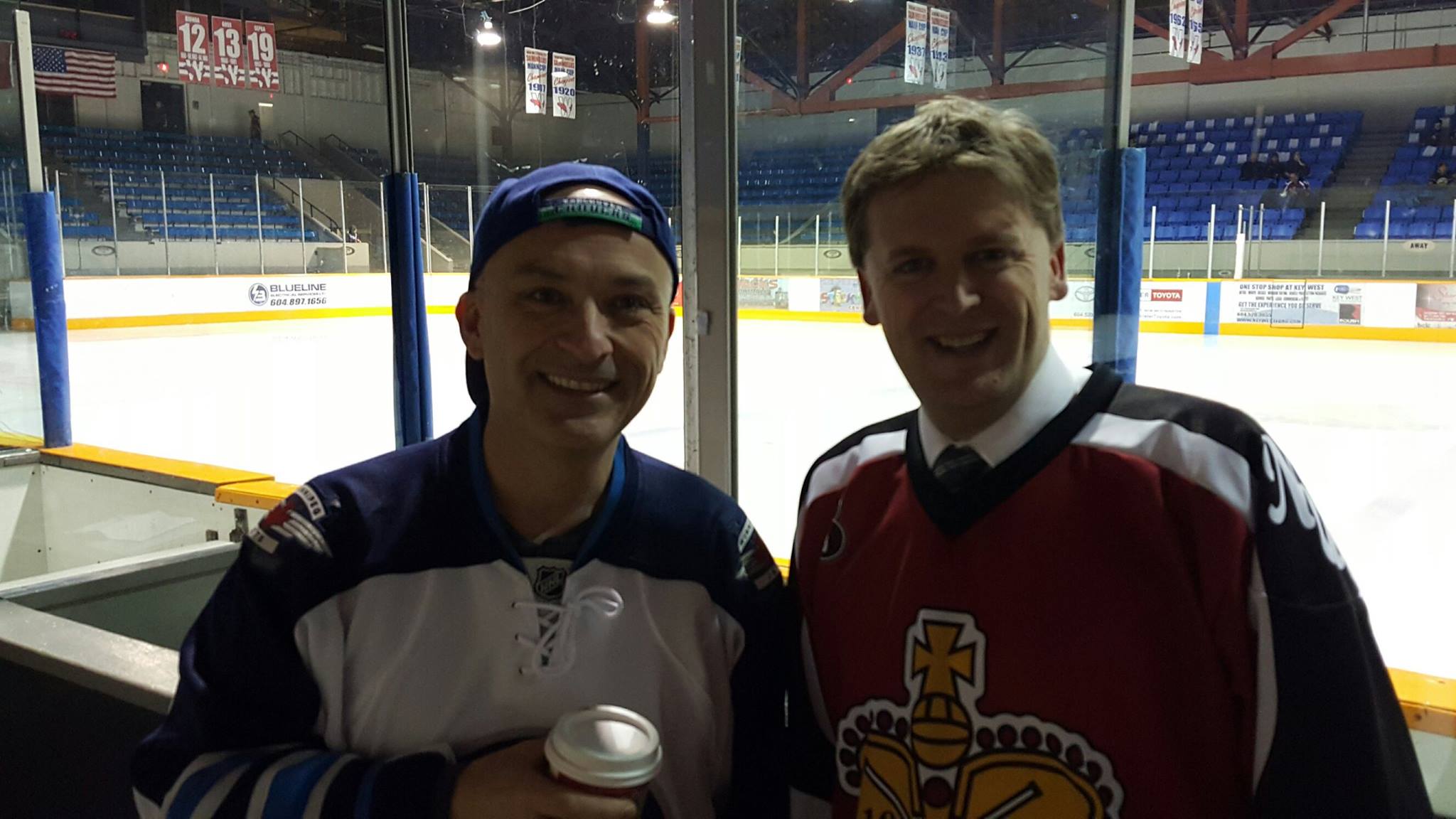 Mayor Jonathan Cote pops by to say hi at the Rogers Hometown Hockey Event the NWMHA hosted