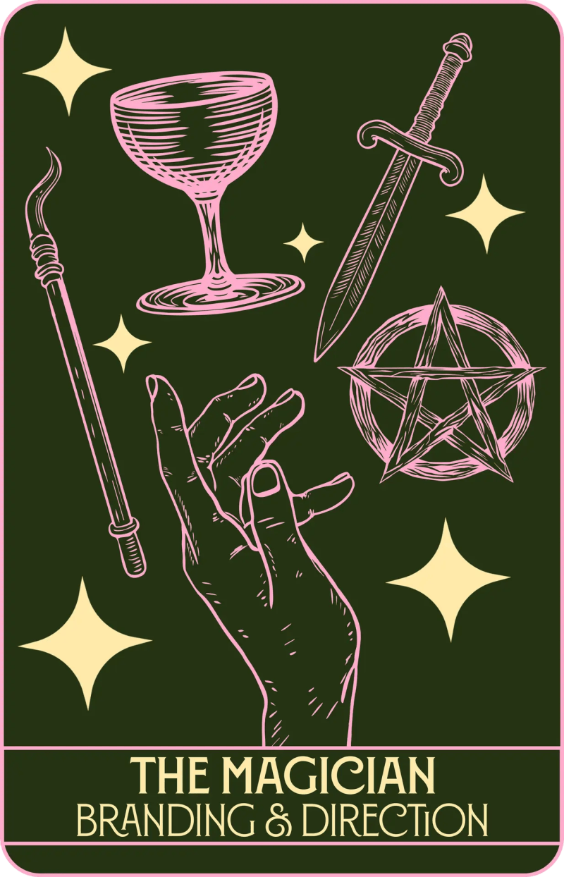 The Magician tarot card illustration representing DanielJohn Creative's branding and creative direction service