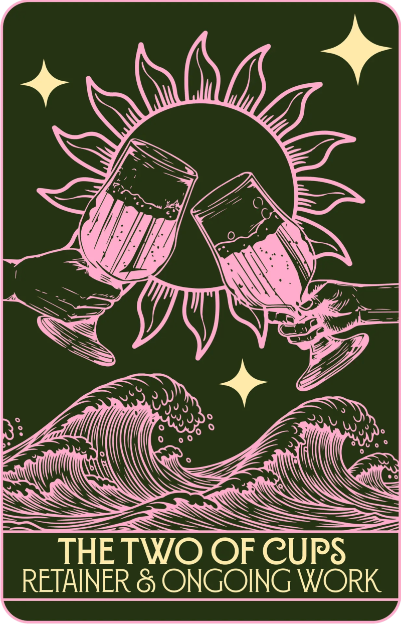 Two of Cups tarot card illustration representing DanielJohn Creative's retainer and ongoing work service