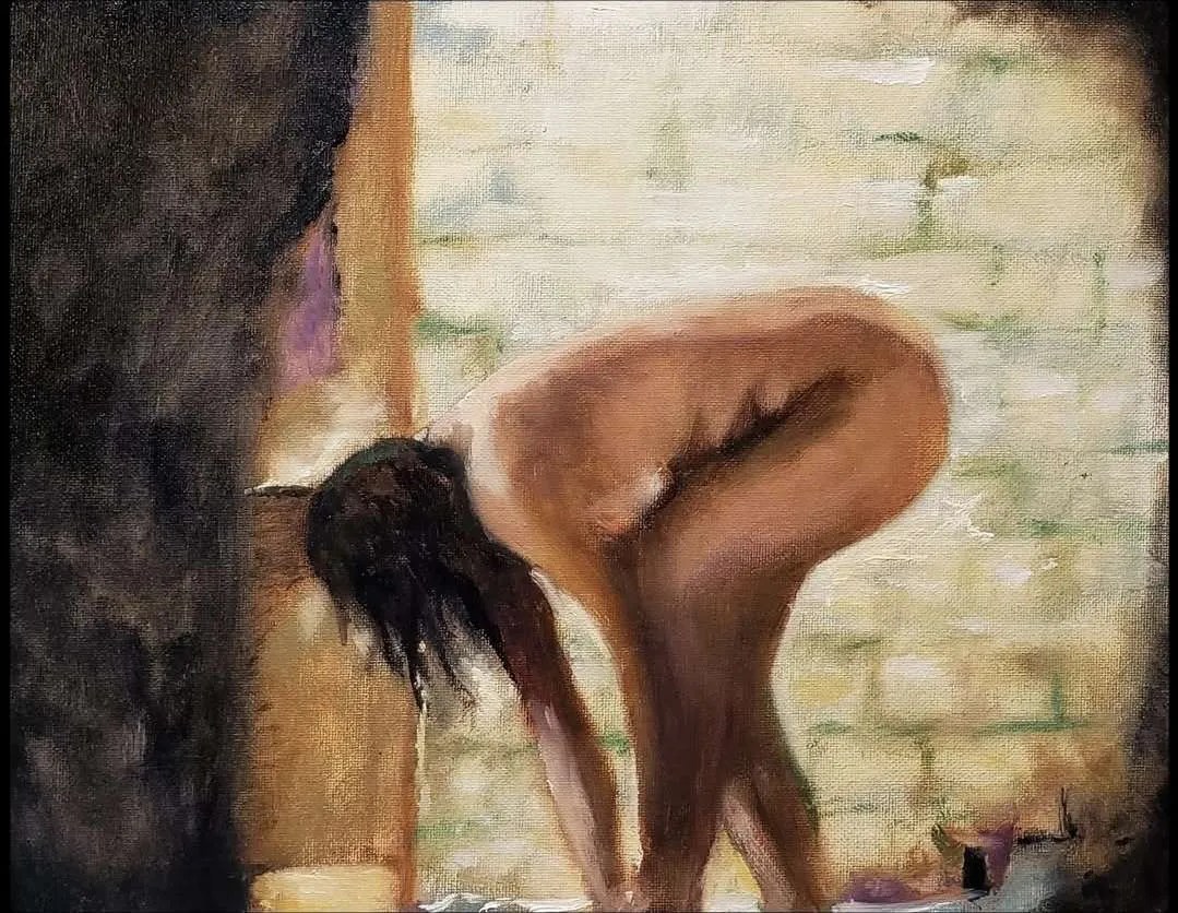 Bather by Daniel Leyten nude oil painting Michigan Artist