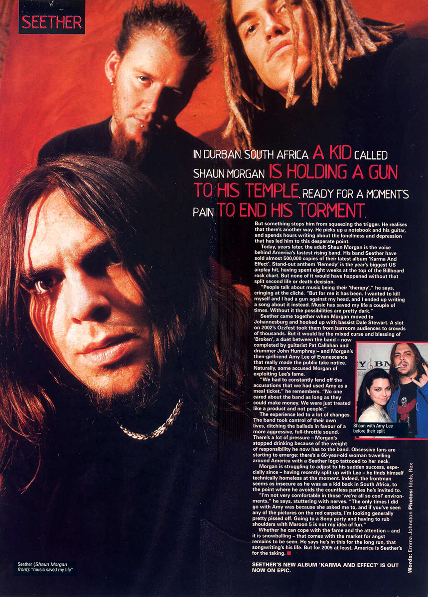 Le Groupe Seether dans le magazine anglais Kerang