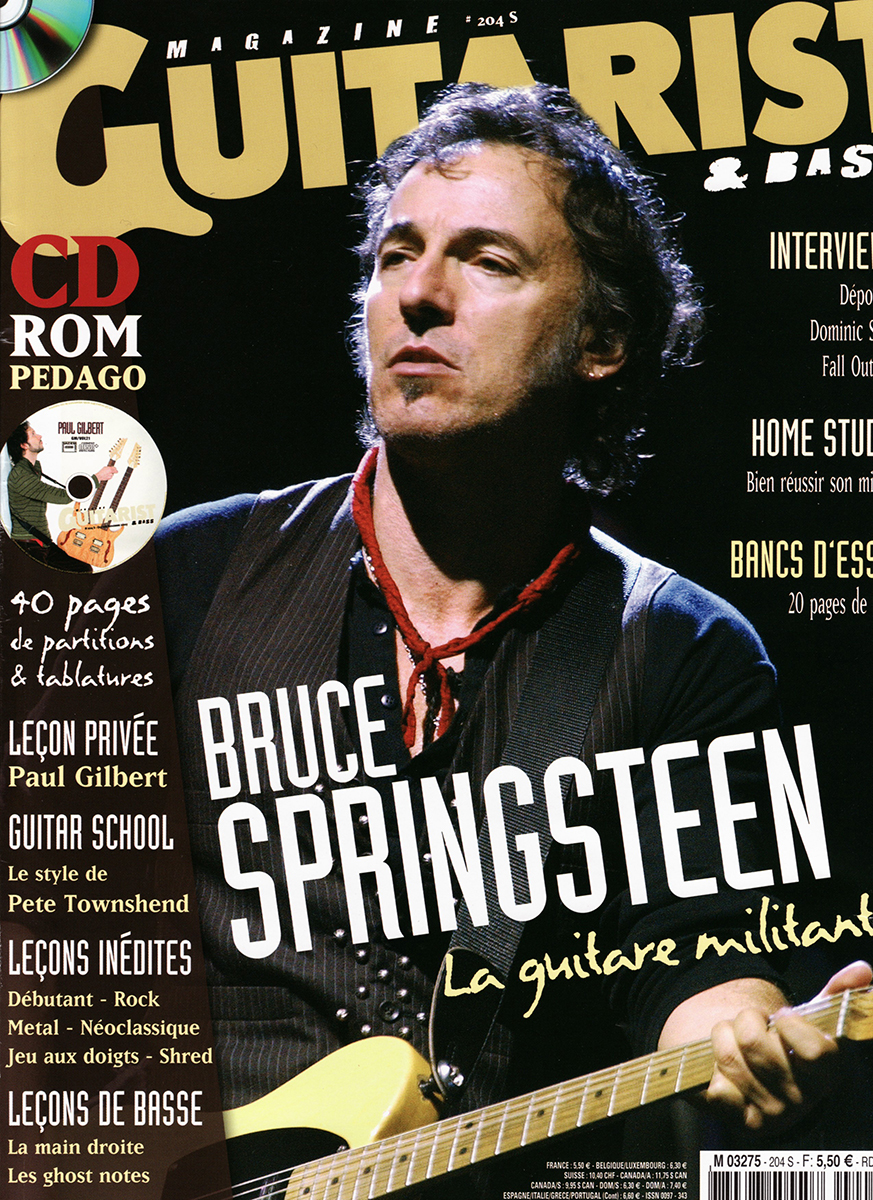 Bruce Springsteen en couverture du magazine Guitarist