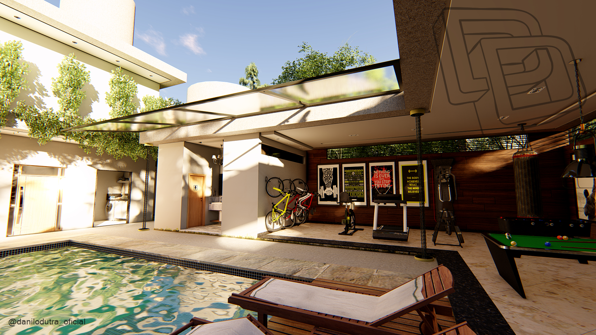 Um conceito de residência para família com o máximo de dois filhos que faz um ótimo aproveitamento do terreno mesclando lazer, cuidados com a saúde e muita área verde. Qualidade de vida é palavra de ordem neste projeto!