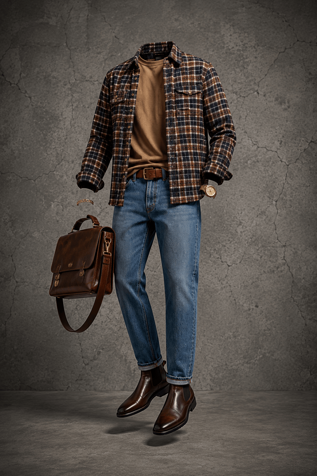 Outfit 53: The Brown Flannel Over-shirt Outfit That Never Goes Out of Style