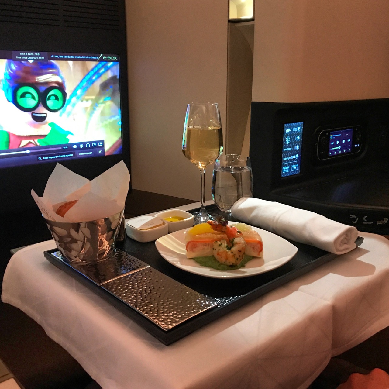 Travelling in style...while watching the Batman Lego Movie