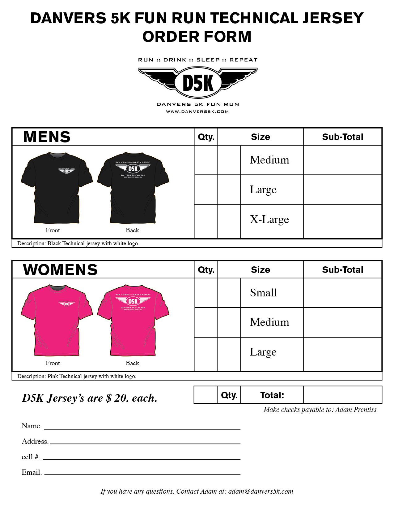 Tshirt Order Form Template