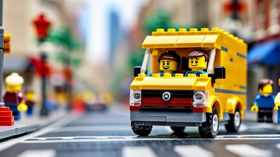LEGO delivery van on a city street