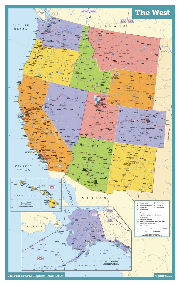 West Coast States Map Dara MAP The West Usa Wall Map Mad Maps 2.webp