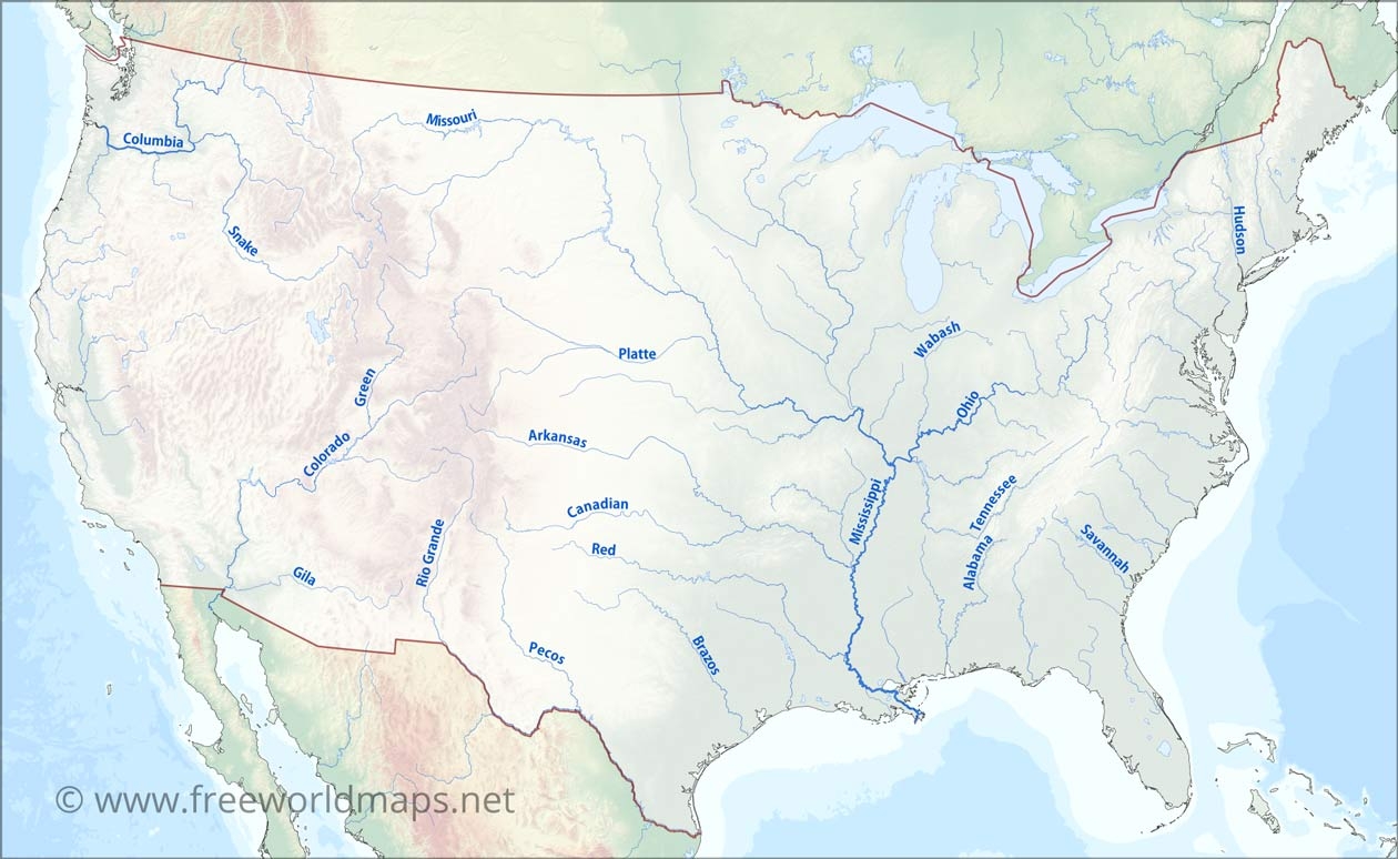 Printable Blank Us Map With Rivers Dara MAP Us Rivers Map 7 