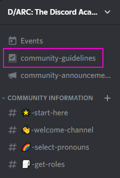 Screenshot showing the community guidelines.