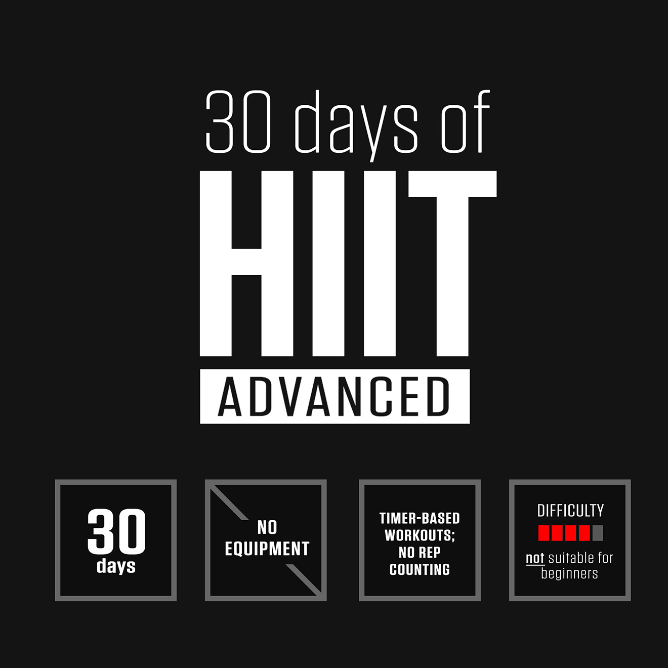 I've created various dumbbell hiit workout routines and plan (with pdf) that will help you burn more calories and build muscles at the same . 30 Days Of Hiit Advanced