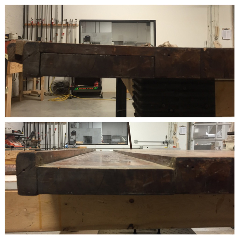Before & After clamping the slats back together.