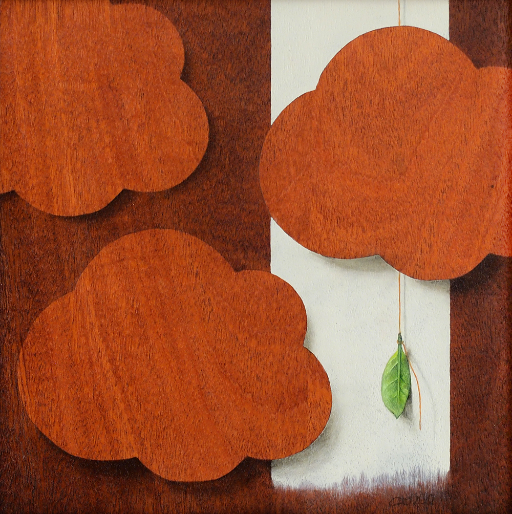 "Absolute: Change” (detail), Oil paint on mahogany. 13 1/16” x 13 1/16”. 2.22.16