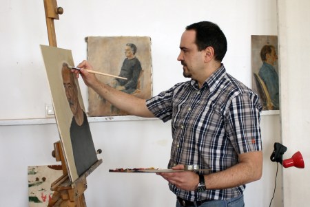 Akademski Slikar Darko Topalski slika na akademiji slika portret u tehnici ulje