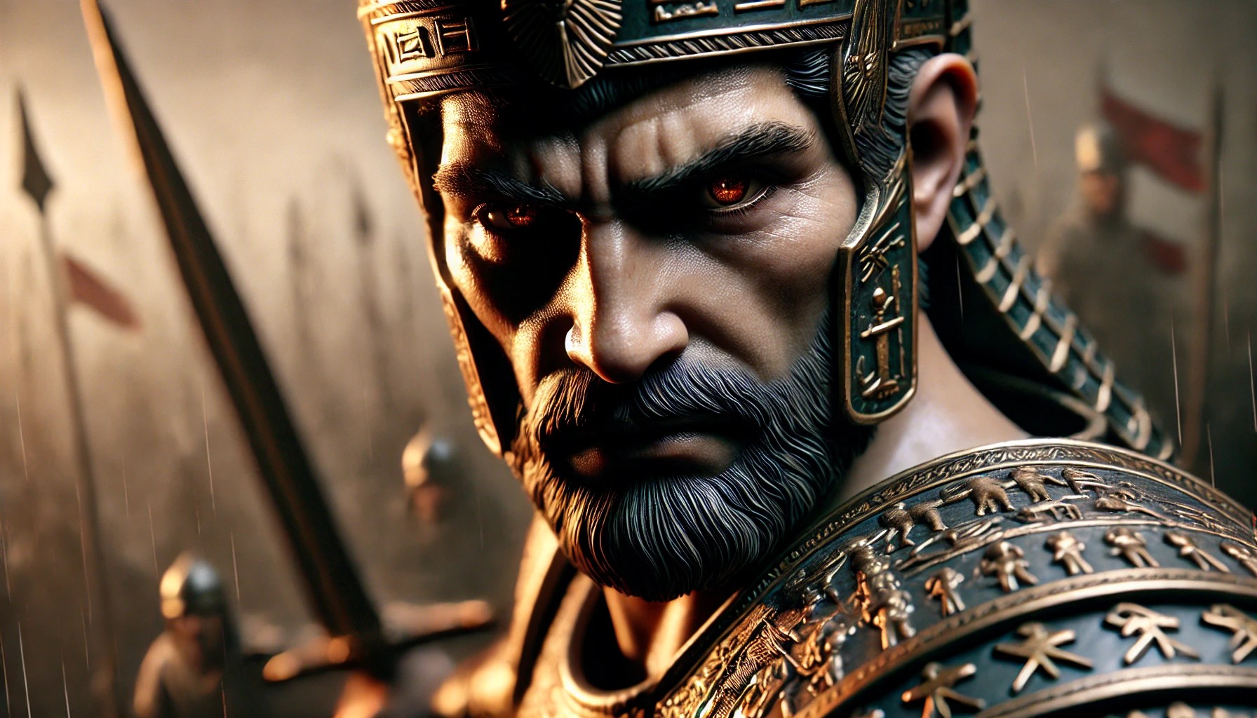 Ninurta with a determined expression.