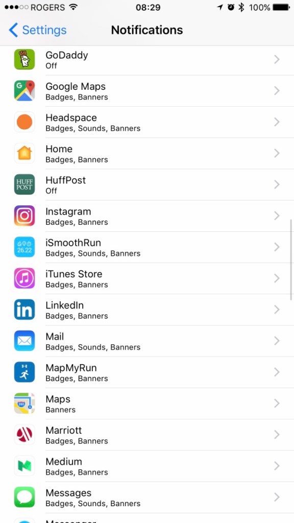 notification screen config - Headspace is allowed for Sounds