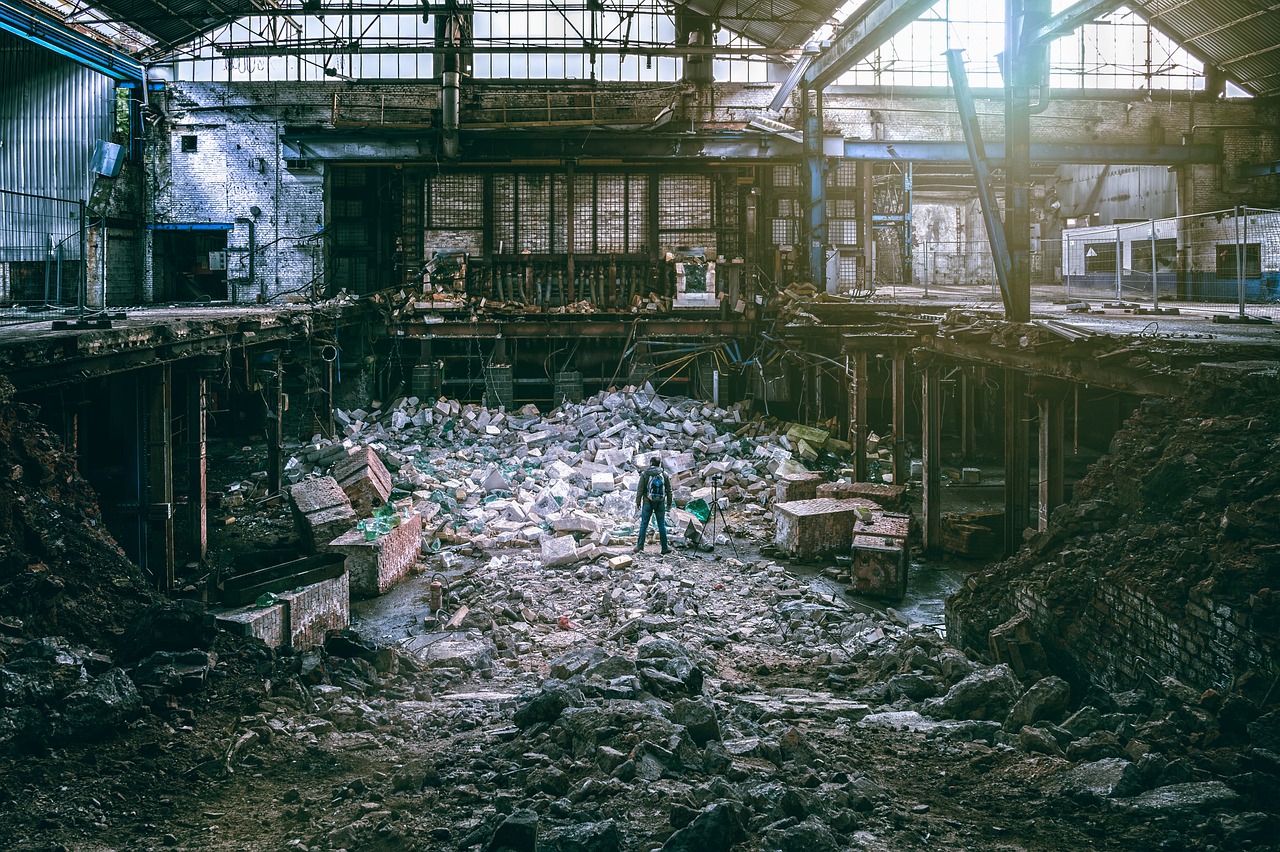 factory, demolition, destruction