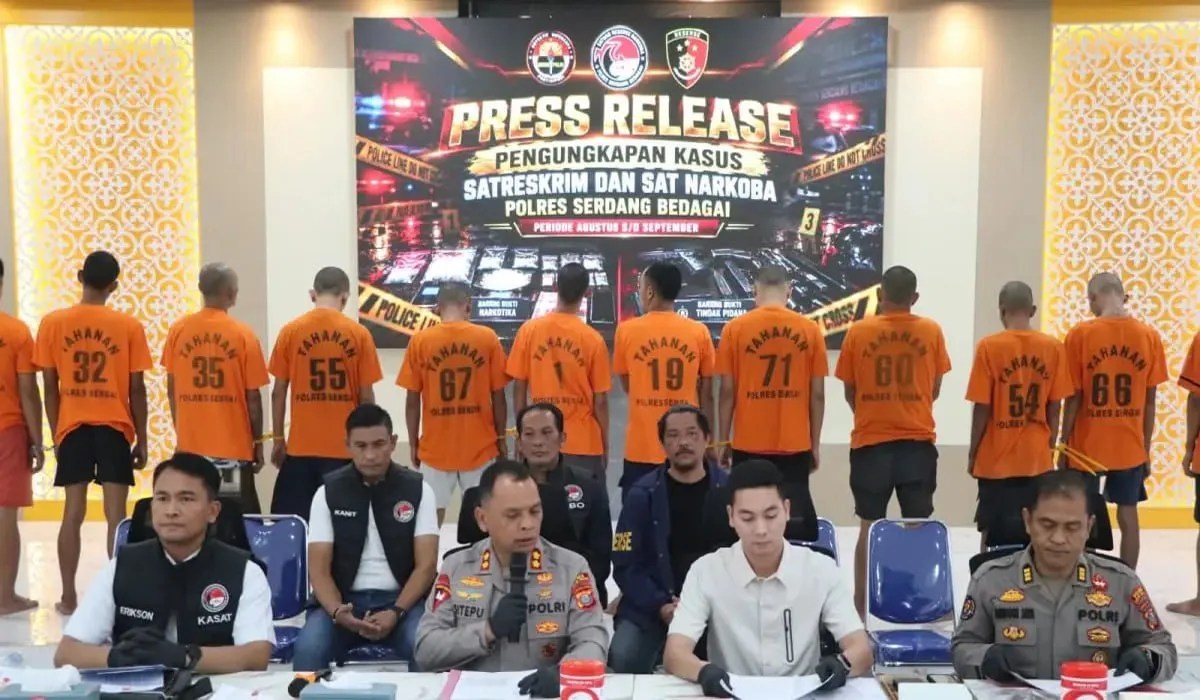 Polres Sergai Ungkap 27 Kasus Narkoba dan Kriminal, 35 Tersangka Diamankan